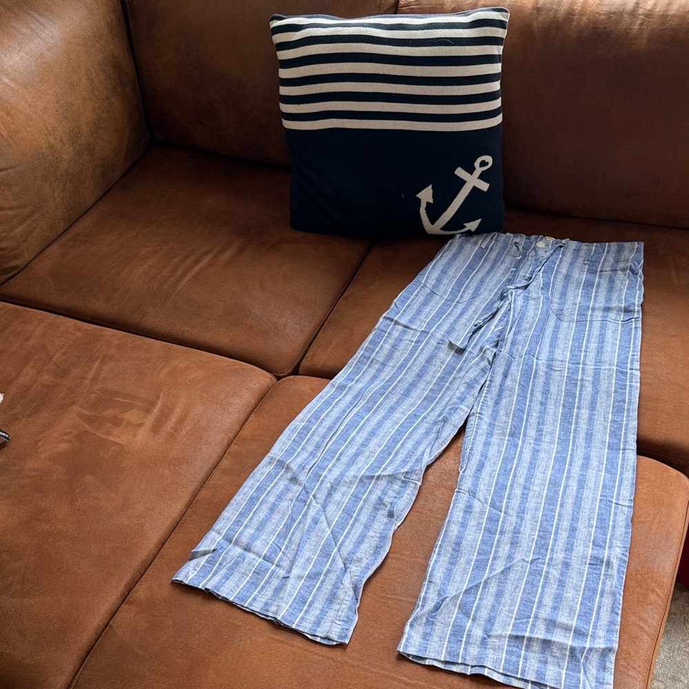 Just Living Blue Striped Wide-Leg Pants